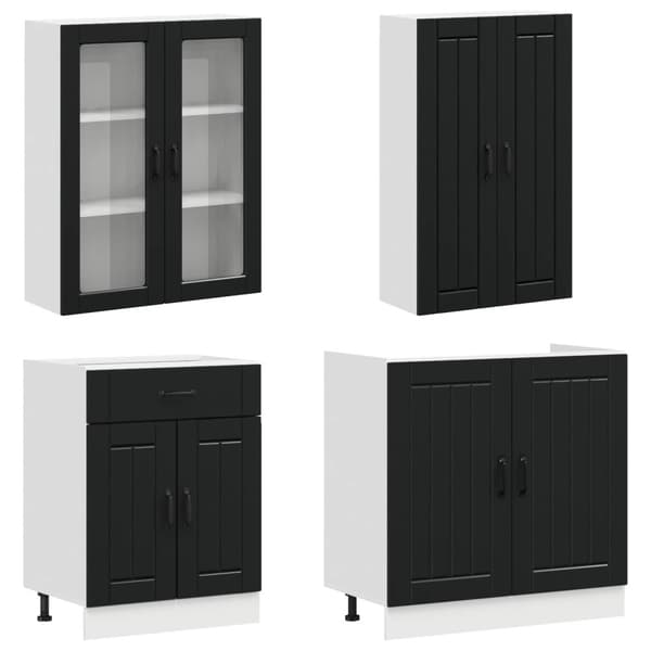 Köksenhet LUCCA 8 pcs Svart Konstruerat trä