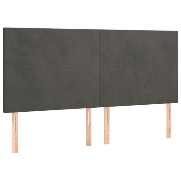 Sänggavel LED mörkgrå 180x5x118/128 cm sammet