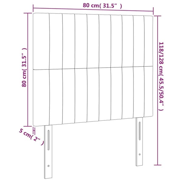 Sänggavel LED blå 80x5x118/128 cm tyg