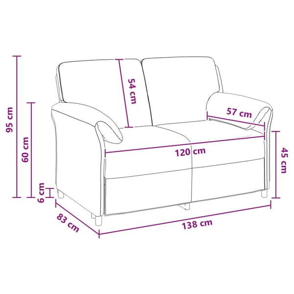 2-sits soffa Vinröd 138 x 83 x 95 cm Sammet