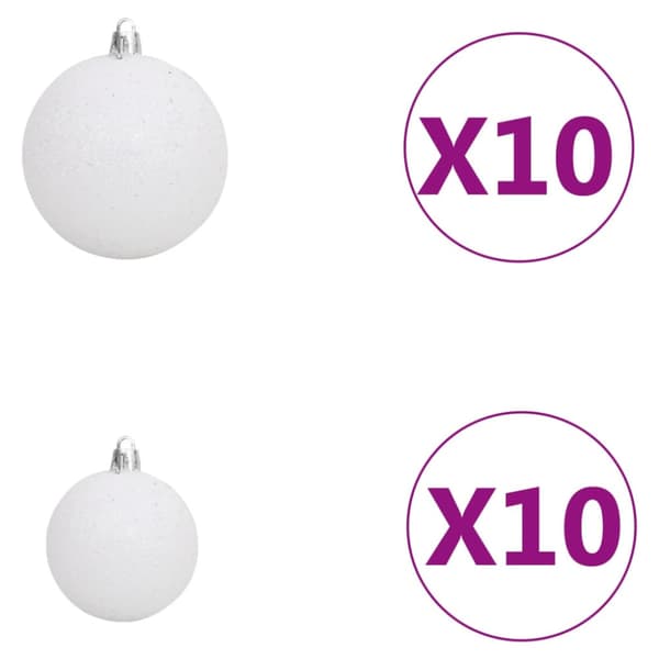 Belyst plastgran med kulor vit 240 cm