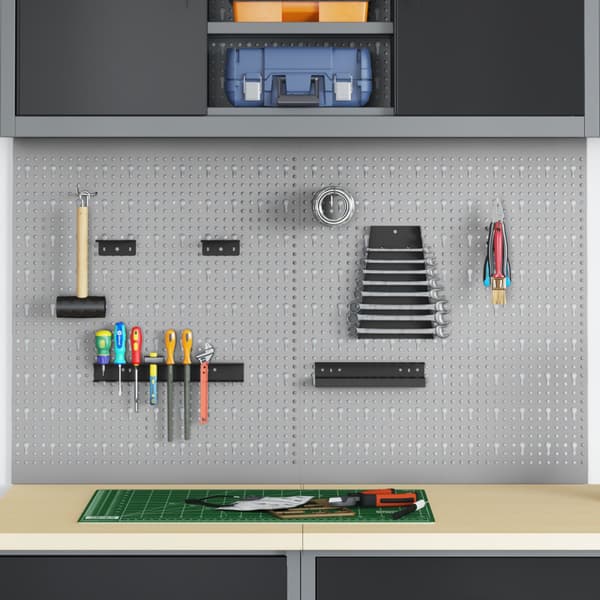 Verktygsväggpanel 2 st Grå 100 x 1 x 60 cm