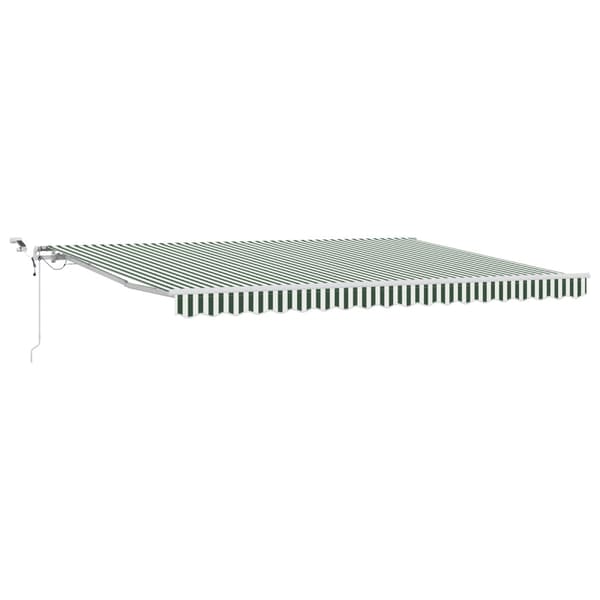 Utfällbar markis Grön och Vit 450 × 350 cm Polyester och metall