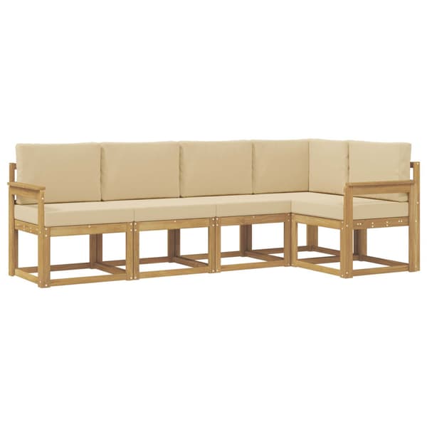 Utomhussoffset med kudde 5 pcs Vit och Beige