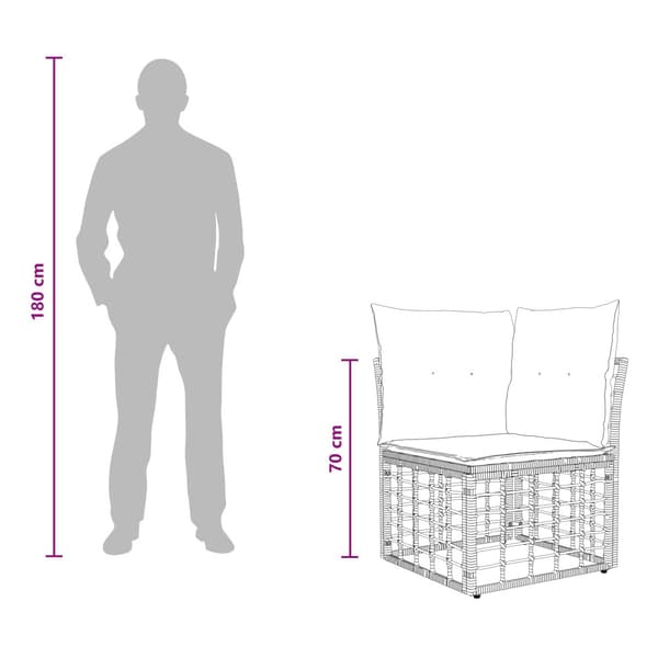 Utomhussoffset 6 pcs Svart och Mörkgrå Polyester