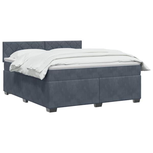 Boxspring säng med madrass och LED Mörkgrå 140 x 190 cm Sammet