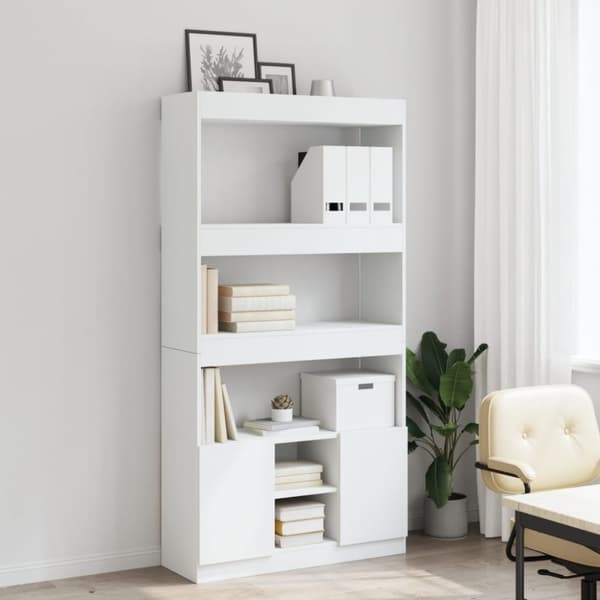 Högskåp vit 92x33x180 cm konstruerat trä