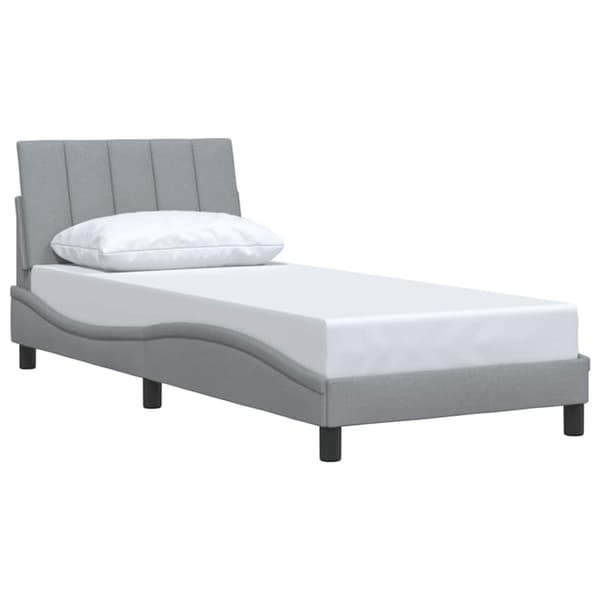 Bed Frame without Mattress "Hanko" Light Grey 90x200 cm Fabric