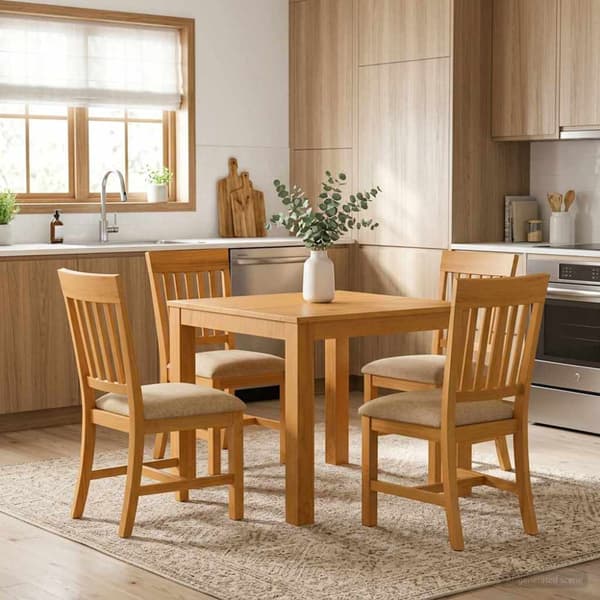 Matgrupp 5 st Beige Massivt Ekträ