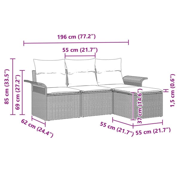 Soffset 4 st 4-Antal sittplatser Beige konstrotting
