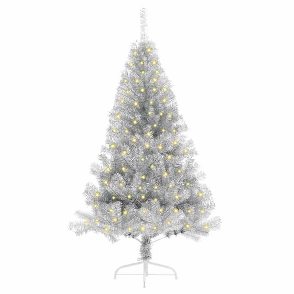 Konstgjord Förbelyst Julgran Silver 150 cm PET