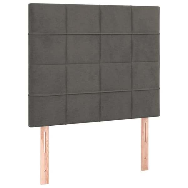 Ramsäng med madrass & LED mörkgrå 90x190 cm sammet