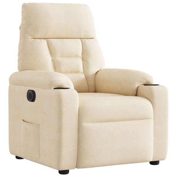 Elektrisk reclinerfåtölj beige mikrofibertyg