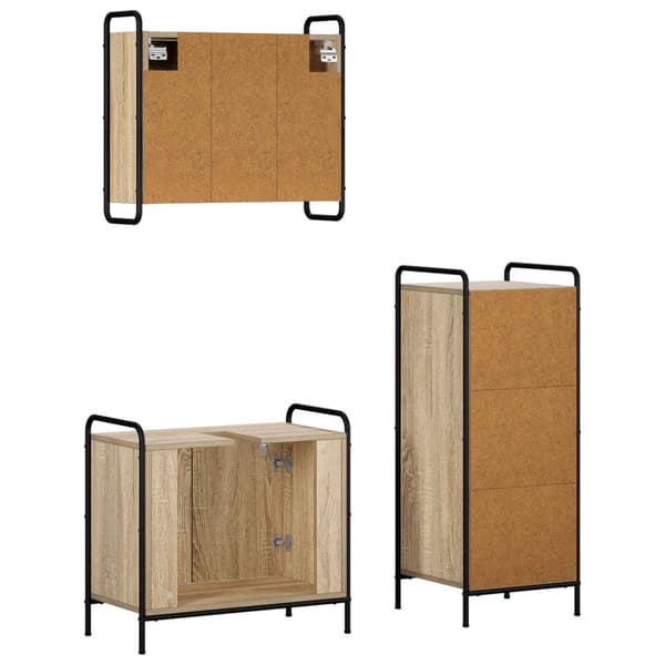 Badrumsskåpsset 3 st Sonoma-ek 40 x 36 x 99,5 cm