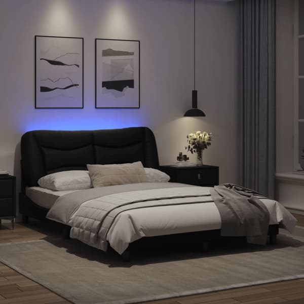 Bed Frame with LED without Mattress "Hvar" Black 120x200 cm