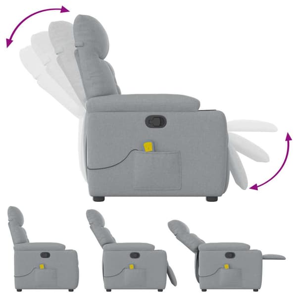 Massagefåtölj ljusgrå tyg