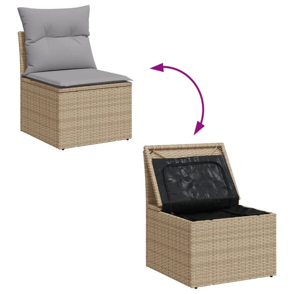 Trädgårdsoffset med kudde med lagring 8 pcs Beige och Ljusgrå