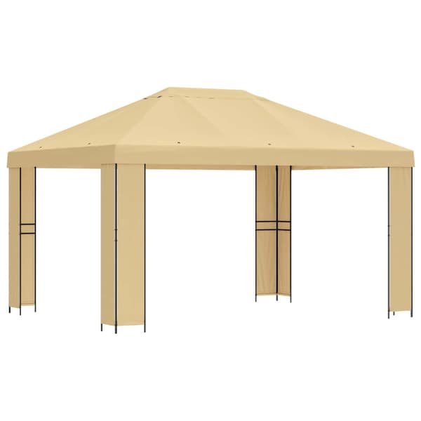 Paviljong 4 × 3 m Gräddvit Polyester och Stål 190