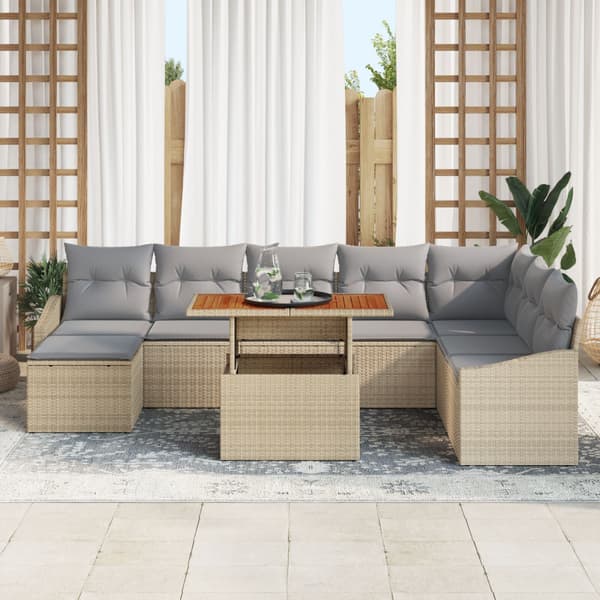 Trädgårdsoffset 9 pcs Beige och Grå