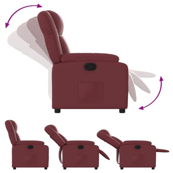 Reclinerfåtölj vinröd konstläder