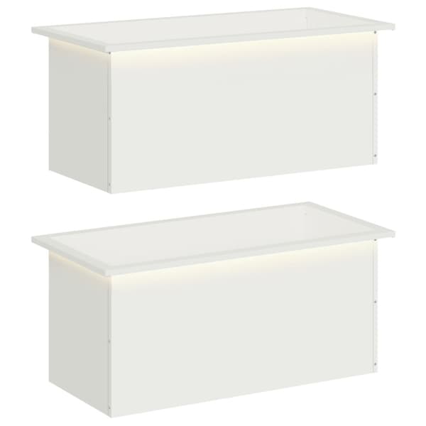 Odlingslåda med LED 2 st Vit 40 x 80 x 40 cm Stål