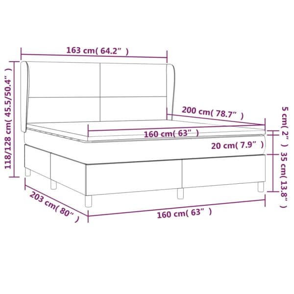 Ramsäng med madrass vit 160x200 cm konstläder