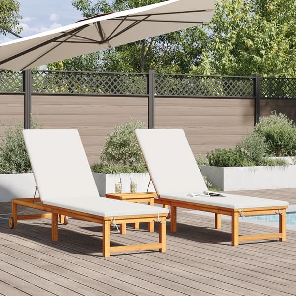 Solstol Reclining 3 pcs Brun Massivt Akaciaträ