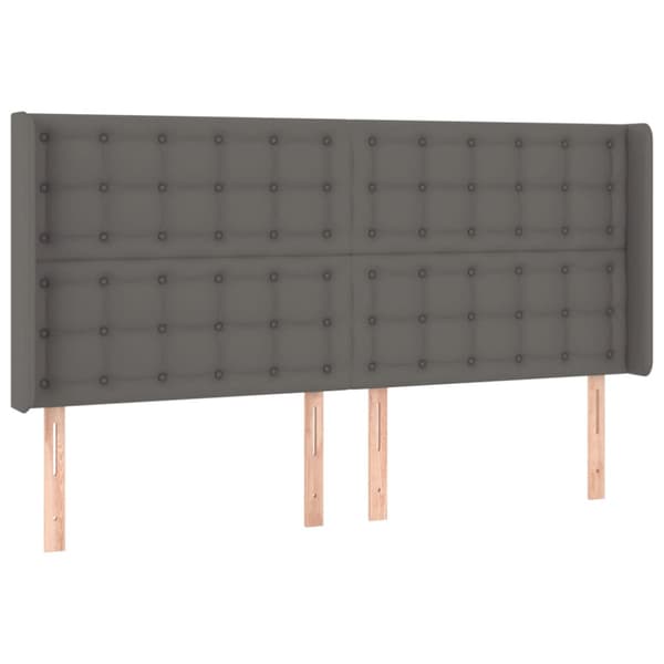Sänggavel LED grå 203x16x118/128 cm konstläder