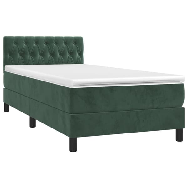 Ramsäng med madrass mörkgrön 90x190 cm sammet
