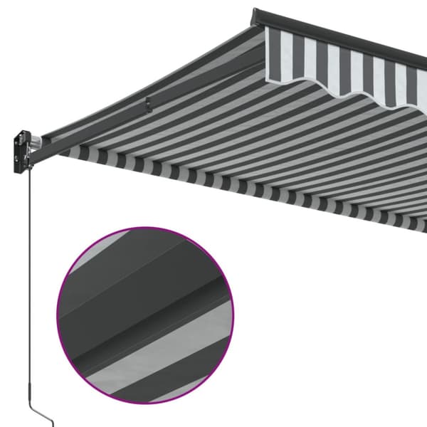 Markis infällbar antracit och vit 3x2,5 m tyg&aluminium