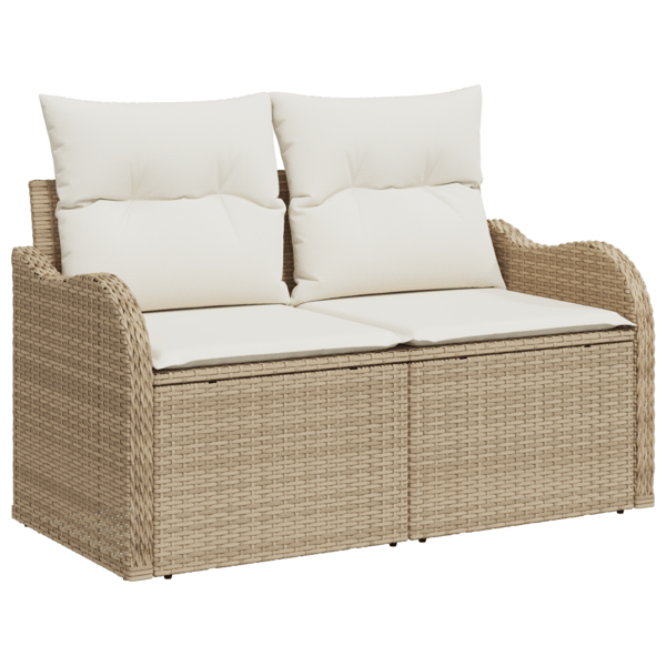 Trädgårdsoffset 7 st Beige Poly Rattan