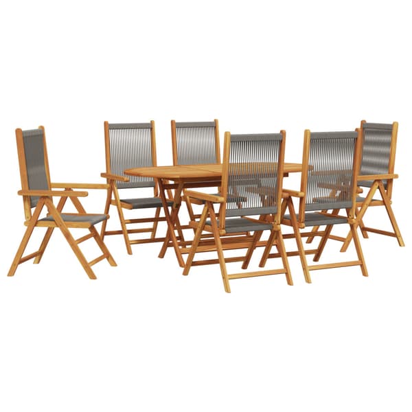 Trädgårdsmöbelset 7 pcs Grå Massivt Akaciaträ