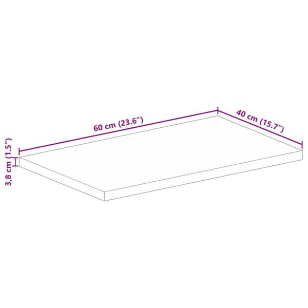 Bordsskiva 60x40x3,8 cm rektangulär massivt mango-trä