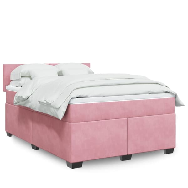 Ramsäng med madrass mörk rosa 140x200 cm sammet