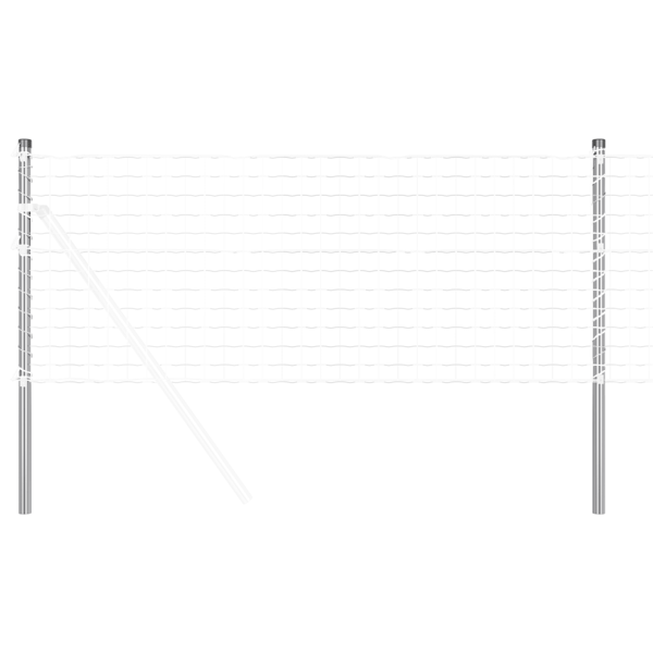 Stängselstolpe 2 pcs Silver 110 cm Pulverlackerad stål