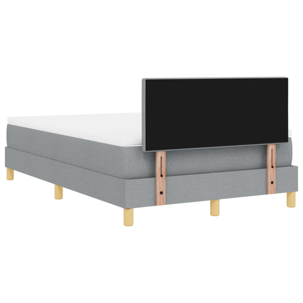 LED Box Säng med LED-ljusslingor Ljusgrå 120 x 190 cm tyg