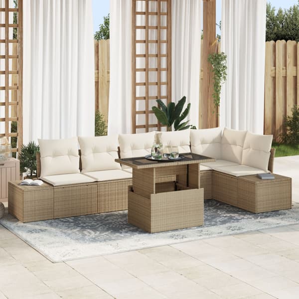 Trädgårdsoffset 7 st Beige konstrotting