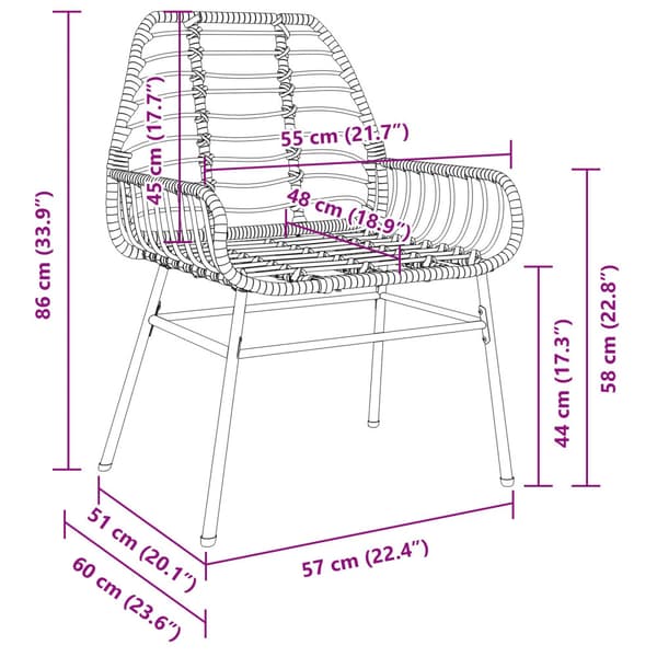 Trädgårdsmöbelset 5 pcs Svart konstrotting