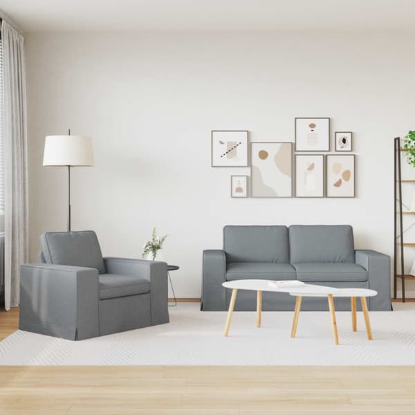 Soffset 2 pcs Ljusgrå 182 x 80 x 82 cm tyg