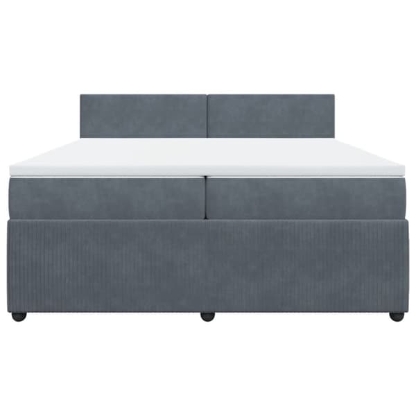 Ramsäng med madrass mörkgrå 200x200 cm sammet