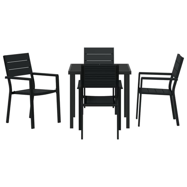Trädgårdsmöbelset 5 pcs Svart Pulverlackerat stål