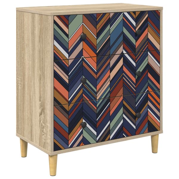 Kommode OMMEN Geometrisk tryck 66 x 36,5 x 75 cm Sonoma-ek
