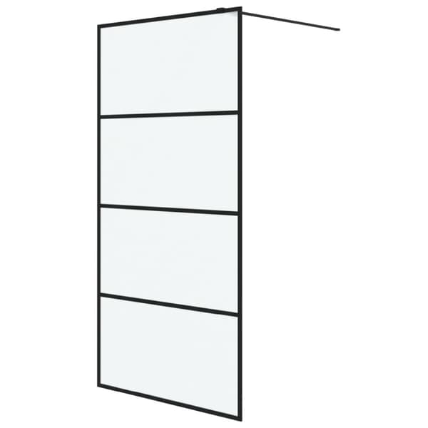 Duschvägg svart 100x195 cm halvfrostat ESG-glas