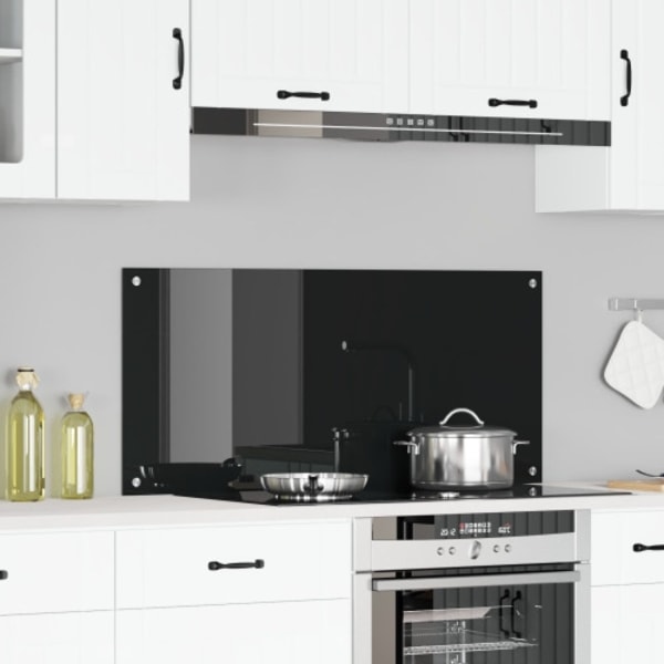 Kök Backsplash Svart 110x50x0,6 cm Härdat Glas