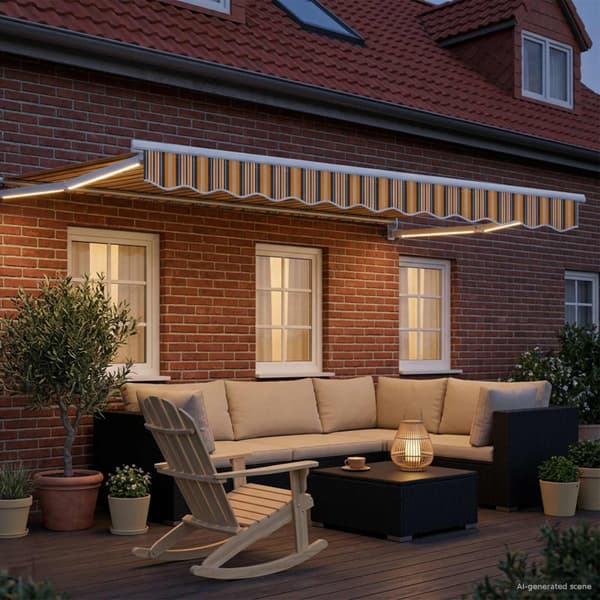 Manuell utdragbar markis med LED-lampor 3,5 x 2 m
