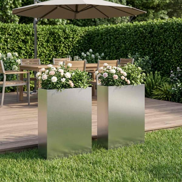 Trädgårdsplanterare 2 st Silver 40 x 20 x 75 cm Rostfritt stål