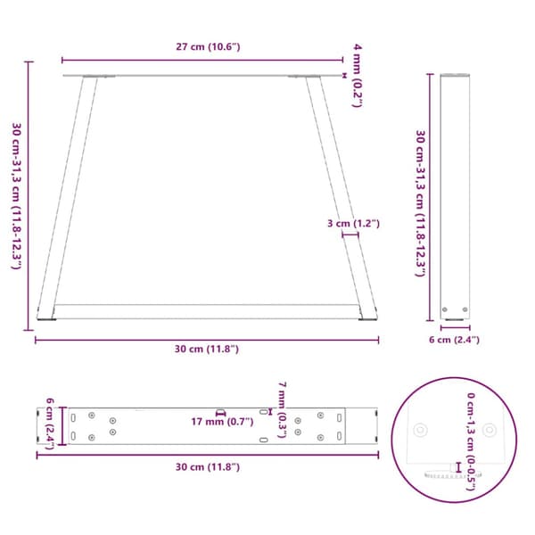 Soffbordsben V-formade 2 st antracit 30x(30-31,3) cm stål