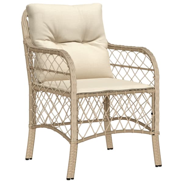 Trädgårdsmöbelset med kudde 5 pcs Beige konstrotting