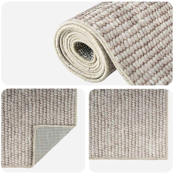 Matta Beige 80 x 400 cm 100% Polyester 3 mm Tvättbar