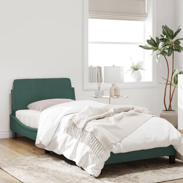 Bed Frame "Dover" Dark Green 90x190 cm Velvet